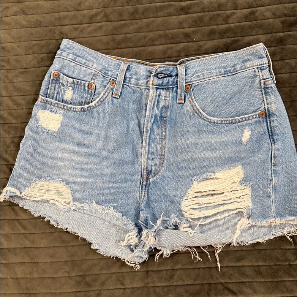 Light Blue Distressed Denim Women’s Shorts